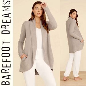 Barefoot Dreams CozyChic Lite Circle Cardi Cardigan Sweater Taupe Pewter XS / S